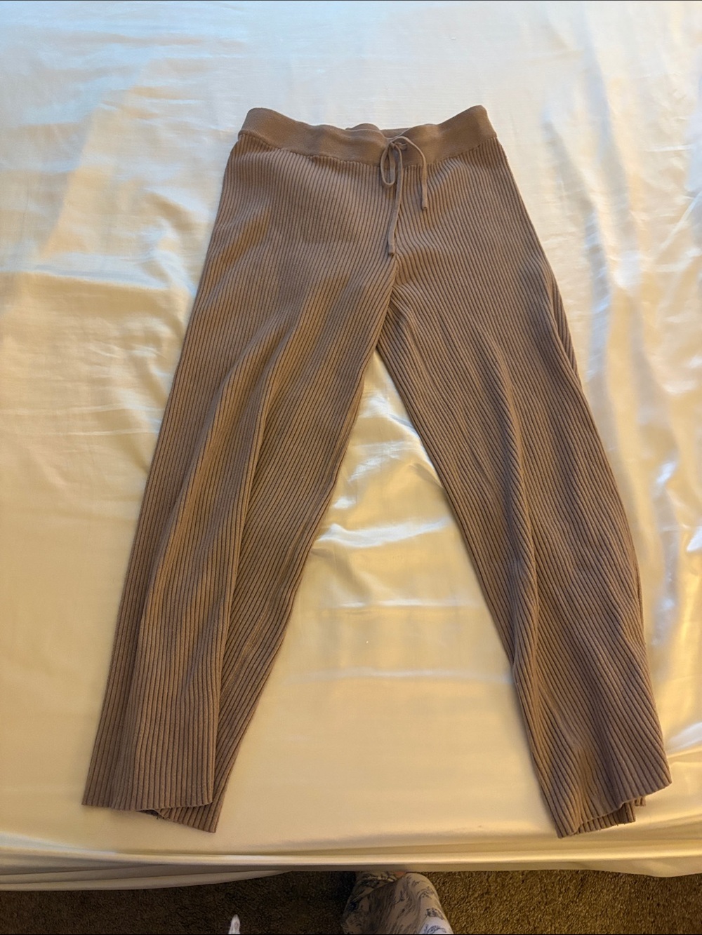 Pink Rose Men's Ribbed Joggers in Taupe Brown